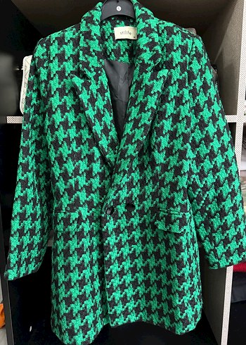 Yeşil Düğmeli Street Style Midi Blazer - Görsel 2