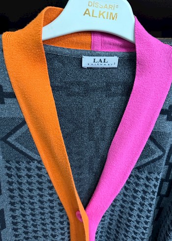 Desenli Gri Örgü Mini Hırka - Görsel 3