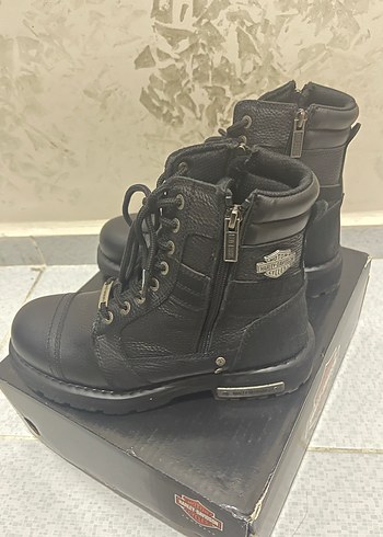 Kadın Siyah Deri Biker Bot, Tokalı, Yüksek Topuklu - Görsel 4