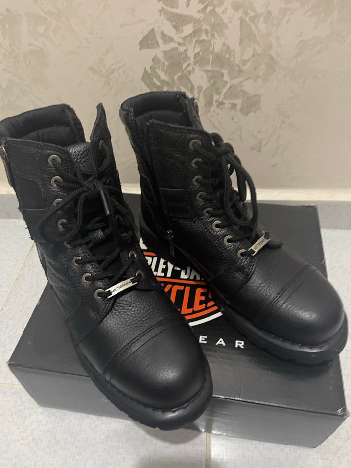 Kadın Siyah Deri Biker Bot, Tokalı, Yüksek Topuklu - Görsel 3