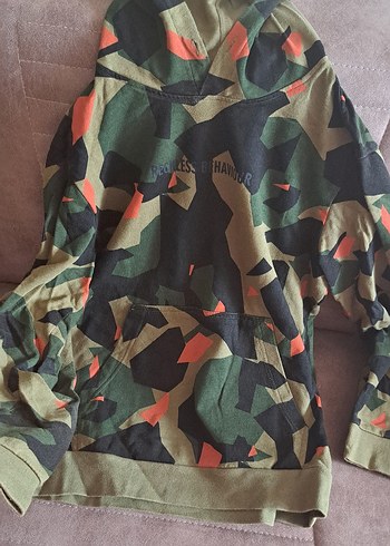Kamuflaj Desenli Erkek Kapüşonlu Sweatshirt