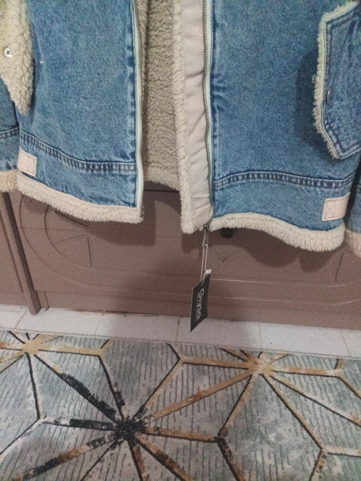 Kadın Mavi Kürklü Denim Ceket - Görsel 2