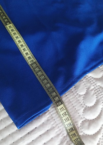 Klasik Mavi Uzun Kollu Drapeli Elbise - Görsel 4