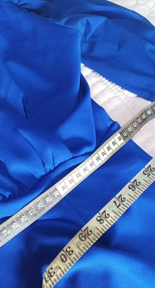 Klasik Mavi Uzun Kollu Drapeli Elbise - Görsel 3