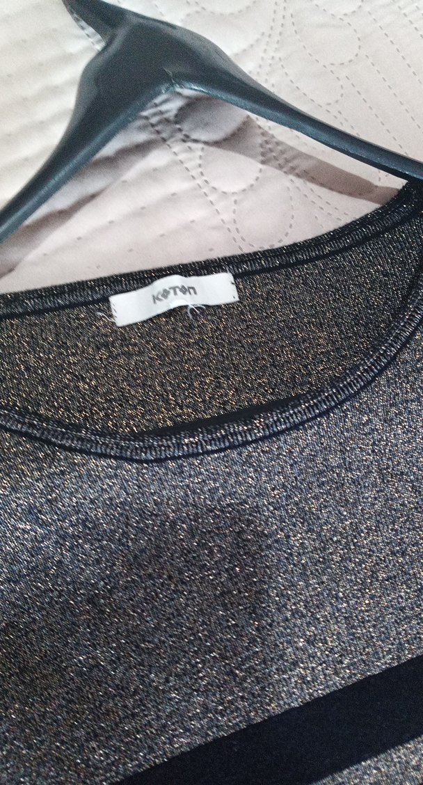 Siyah Simli Uzun Kollu Triko Elbise - Görsel 4