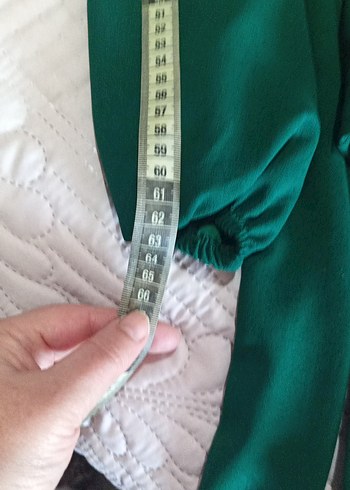 Uzun Kollu Yeşil Salaş Kadın Elbise - Görsel 4