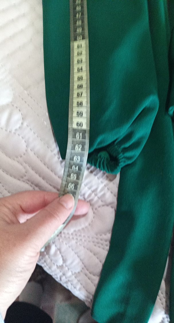 Uzun Kollu Yeşil Salaş Kadın Elbise - Görsel 4