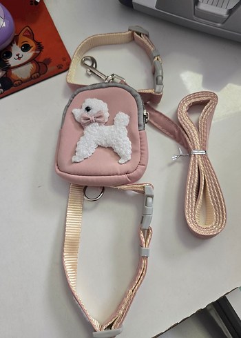 Pembe Köpek Tasması ve Küçük Çanta Seti