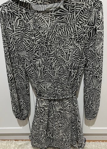Zebra Desenli Zincir Detaylı Mini elbise
