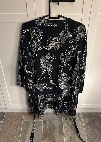 Yılan Desenli Siyah Bohem Uzun Kimono - Görsel 5