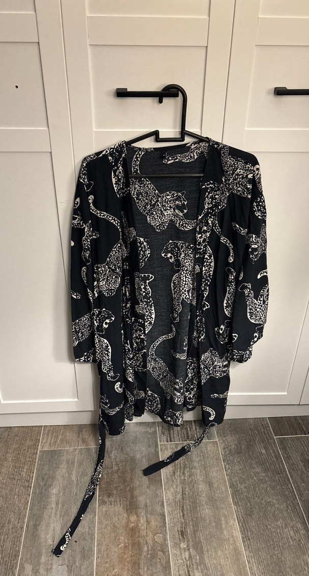 Yılan Desenli Siyah Bohem Uzun Kimono - Görsel 4