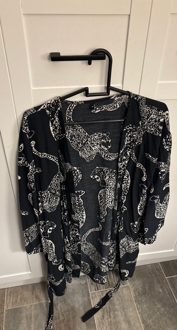 Yılan Desenli Siyah Bohem Uzun Kimono - Görsel 3