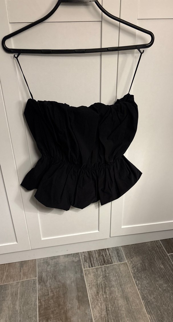 Kadın Siyah Mini Drapeli Straplez Büstiyer - Görsel 3
