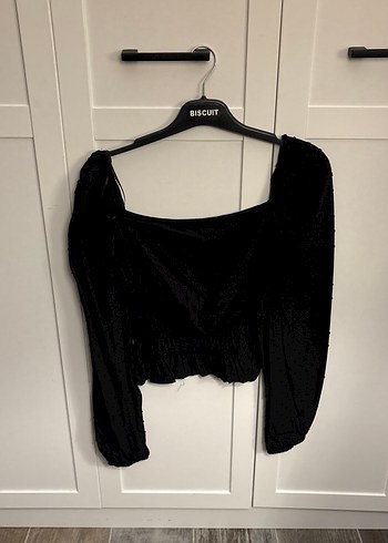 Siyah Keten Drapeli Mini Bluz - Görsel 5