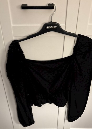 Siyah Keten Drapeli Mini Bluz - Görsel 4