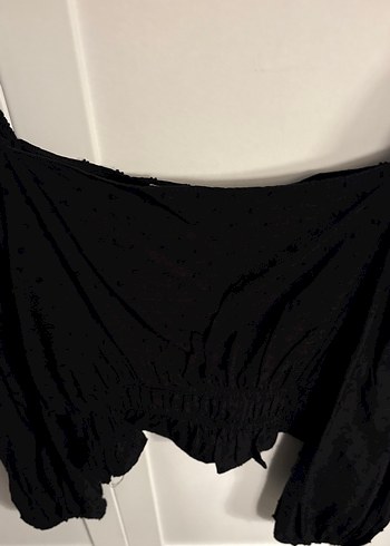 Siyah Keten Drapeli Mini Bluz - Görsel 2