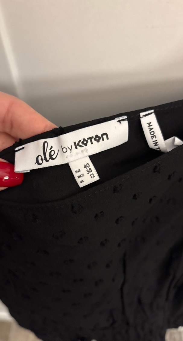 Siyah Keten Drapeli Mini Bluz - Görsel 3