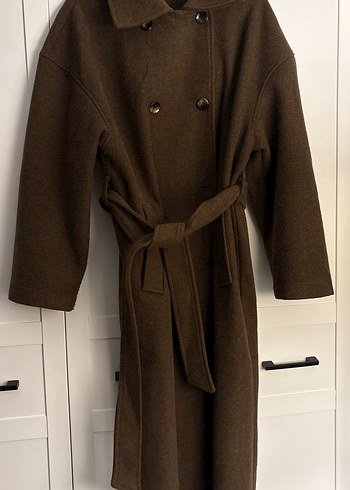 Kahverengi Kemerli Uzun Kadın Kaban - Görsel 3