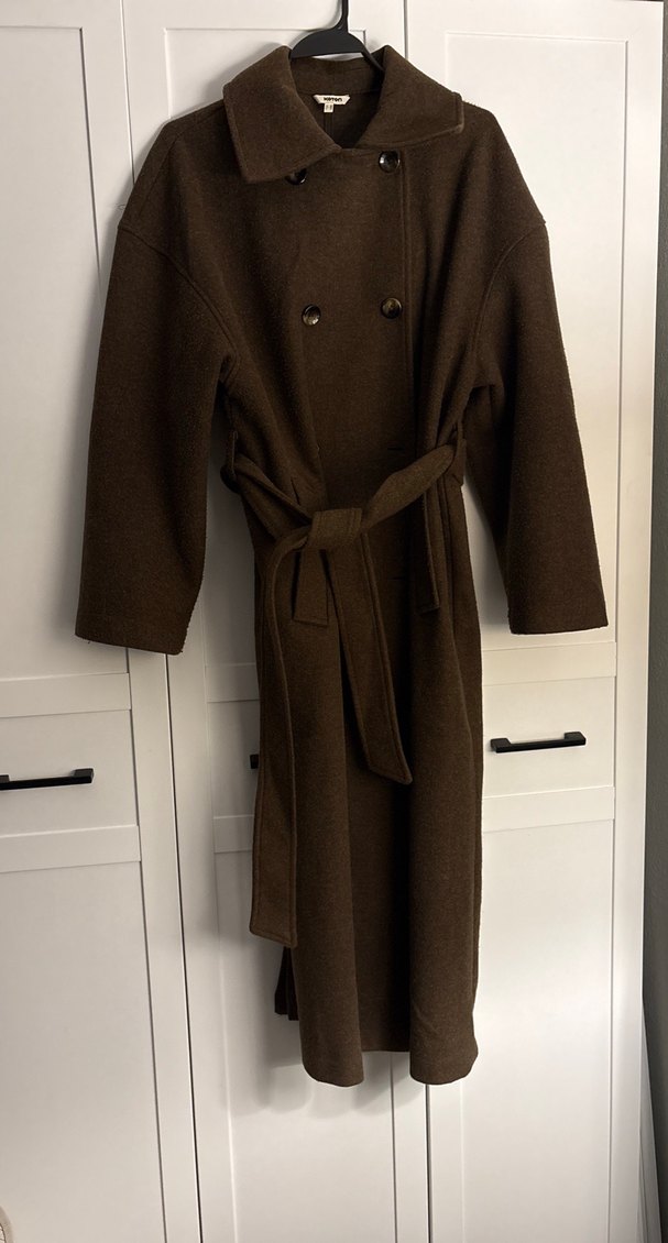 Kahverengi Kemerli Uzun Kadın Kaban - Görsel 4