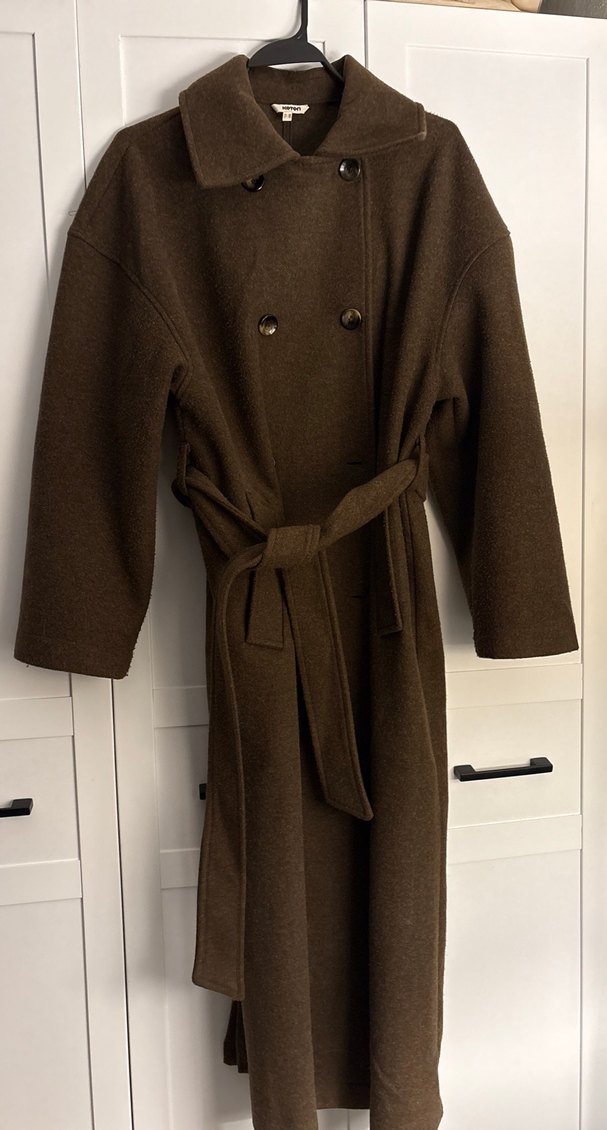 Kahverengi Kemerli Uzun Kadın Kaban - Görsel 3