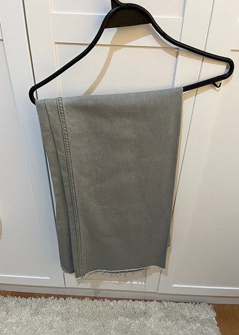 Zara Gri Bol Kesim Midi Denim Pantolon