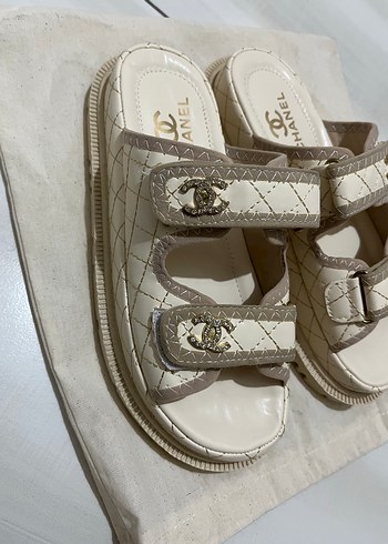 40 Beden Chanel Beyaz Kadın Platform Sandalet