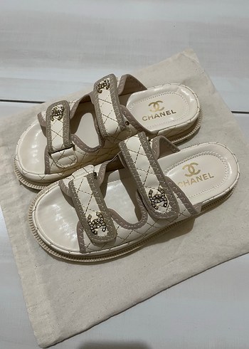 Chanel Beyaz Kadın Platform Sandalet