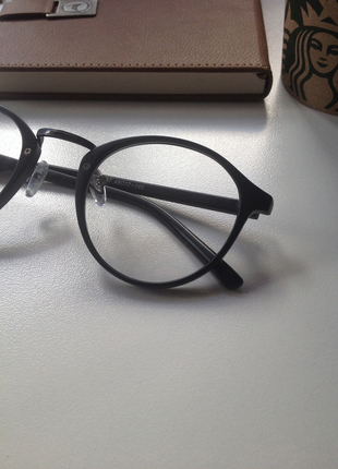 Markasız Ürün Retro yuvarlak mat siyah optik gözlük