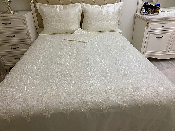  Beden beyaz Renk Fransız dantel yatak örtüsü