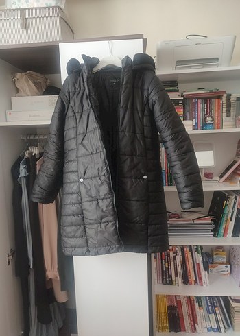 Kemerli Siyah Kadın Kışlık Mont - Görsel 2