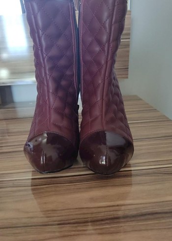 Bordo Kadın Deri Stiletto Bot - Görsel 3