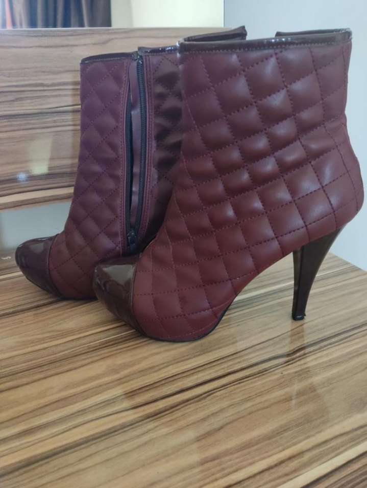 Bordo Kadın Deri Stiletto Bot - Görsel 2