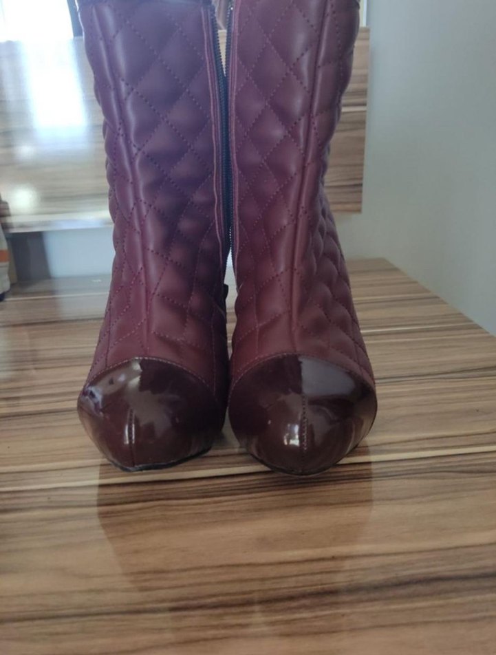 Bordo Kadın Deri Stiletto Bot - Görsel 3