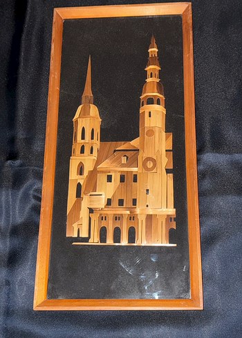 Altın Renkli Çerçevede Ahşap Mimari Tablo - Görsel 3