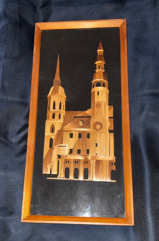 Altın Renkli Çerçevede Ahşap Mimari Tablo - Görsel 2