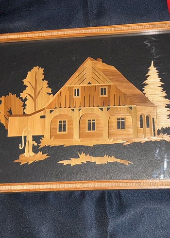 Ahşap Ev Temalı Altın Renk Tablo - Görsel 4