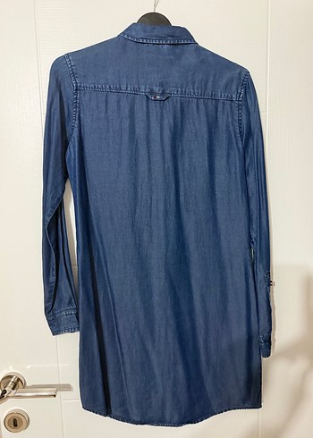 Us Polo Kadın Lacivert Denim Düğmeli Gömlek Elbise - Görsel 2