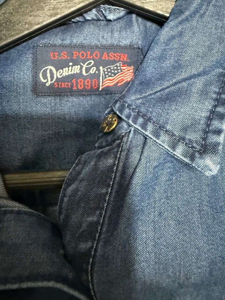 Us Polo Kadın Lacivert Denim Düğmeli Gömlek Elbise - Görsel 3