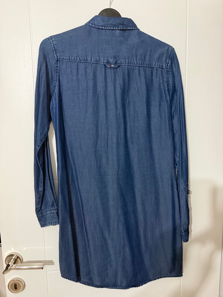 Us Polo Kadın Lacivert Denim Düğmeli Gömlek Elbise - Görsel 2