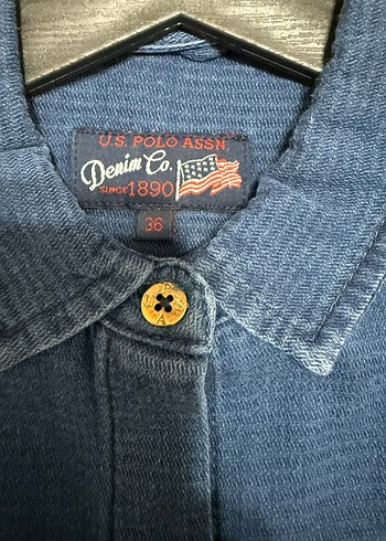 Us Polo Kadın Mavi Çizgili Denim Gömlek - Görsel 3