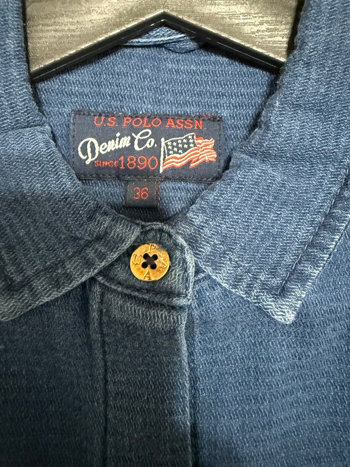 Us Polo Kadın Mavi Çizgili Denim Gömlek - Görsel 3