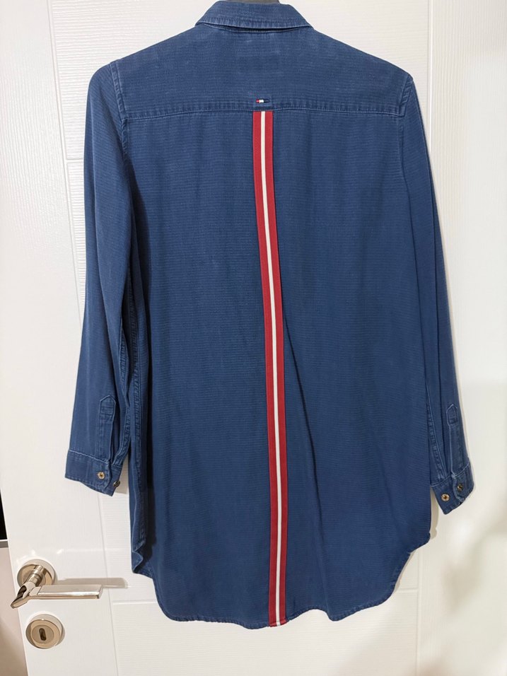 Us Polo Kadın Mavi Çizgili Denim Gömlek - Görsel 2