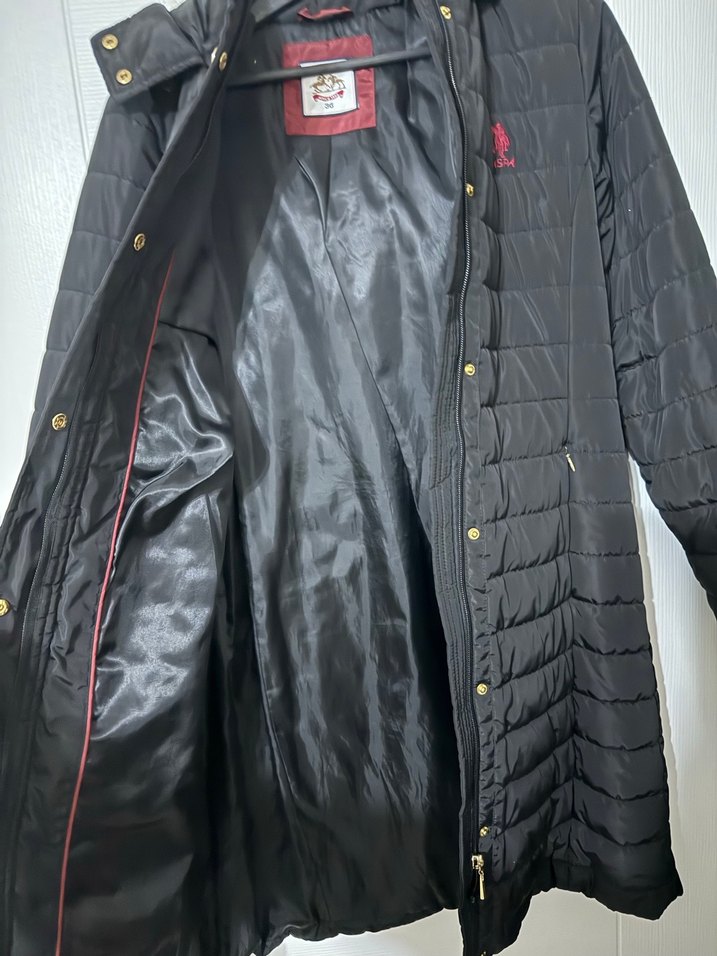 Us Polo Siyah Fermuarlı Kadın Midi Ceket - Görsel 3