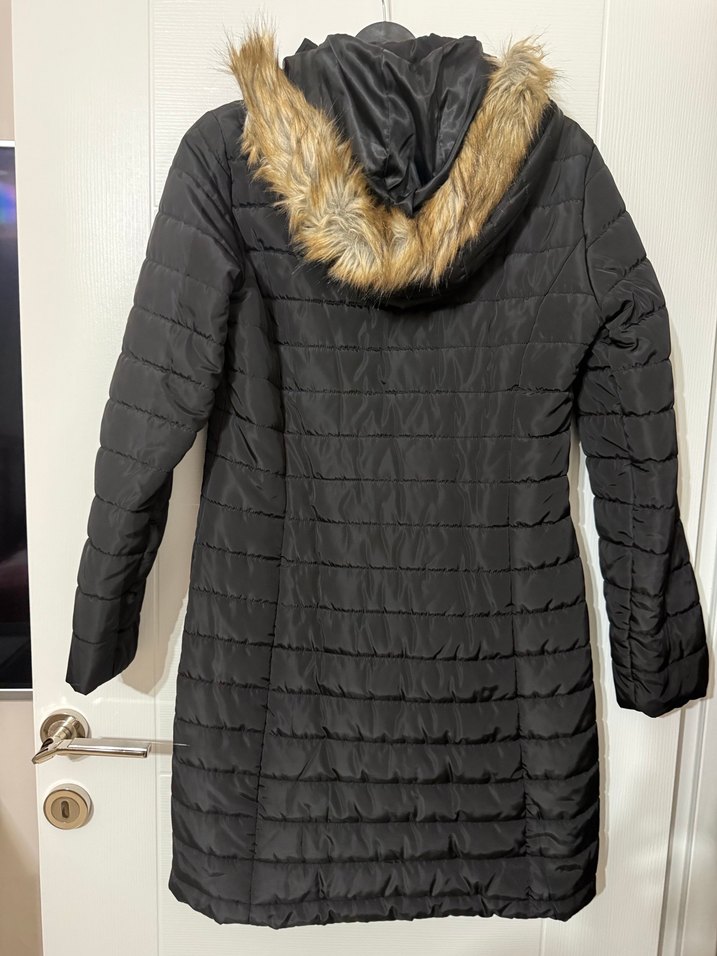 Us Polo Siyah Fermuarlı Kadın Midi Ceket - Görsel 2