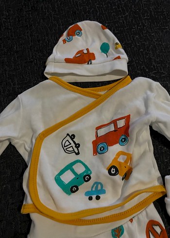 Renkli Baskılı Erkek Bebek 3 Parça hastane çıkış set - Görsel 2