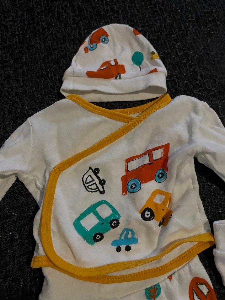 Renkli Baskılı Erkek Bebek 3 Parça hastane çıkış set - Görsel 3