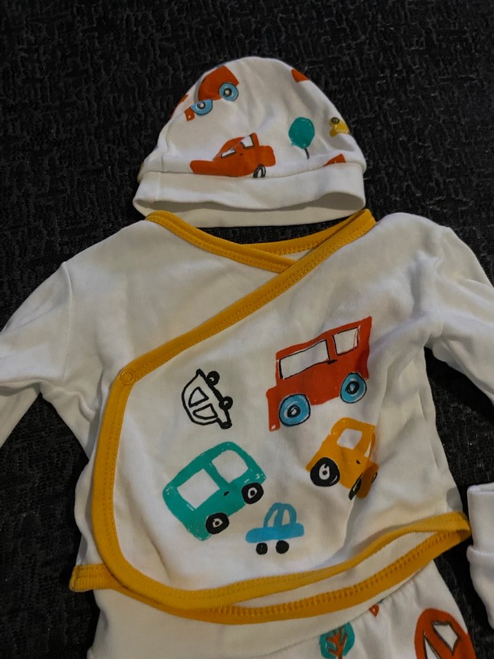 Renkli Baskılı Erkek Bebek 3 Parça hastane çıkış set - Görsel 2