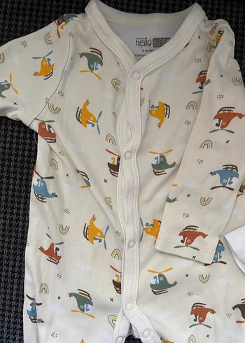 Bebek Erkek Beyaz Uzun Kollu Tulum Seti - Görsel 4