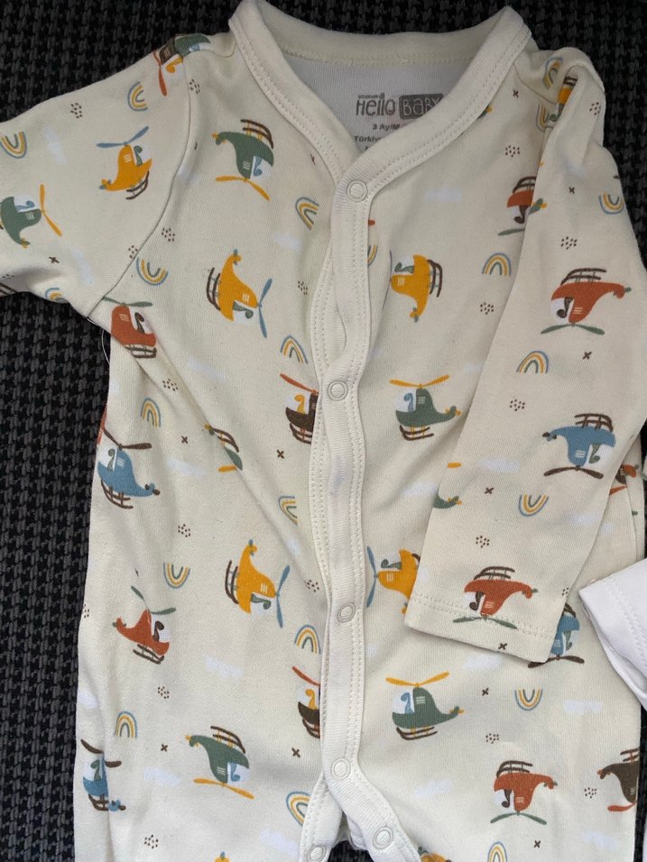 Bebek Erkek Beyaz Uzun Kollu Tulum Seti - Görsel 4