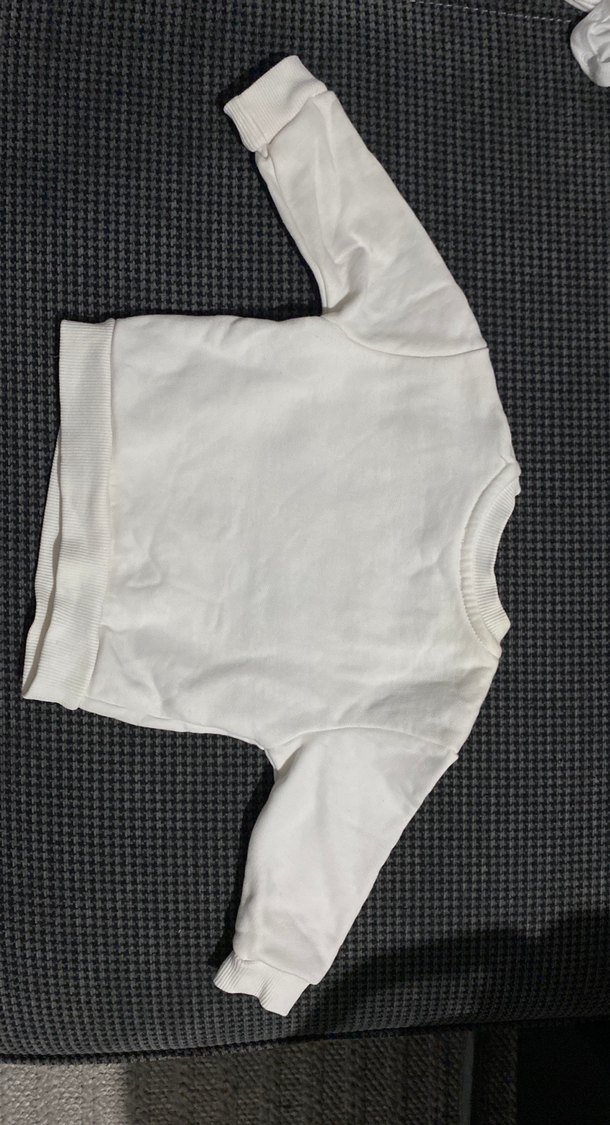 Erkek Çocuk Düğmeli Kalın Beyaz Sweatshirt - Görsel 2